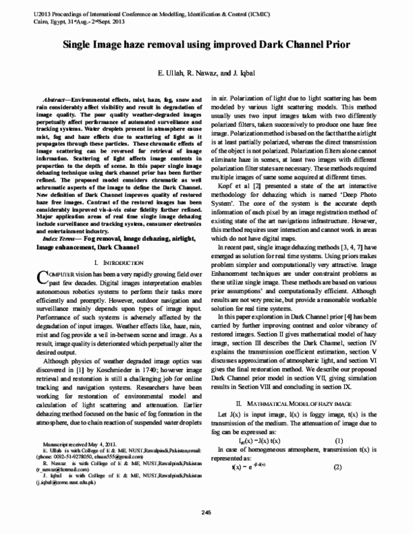 (PDF) Single Image haze removal using improved Dark Channel Prior