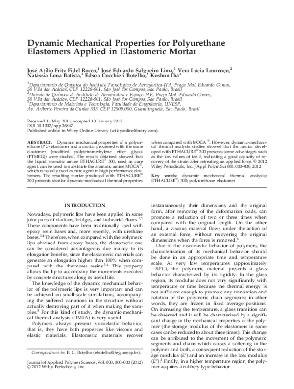 (PDF) Dynamic mechanical properties for polyurethane elastomers applied ...