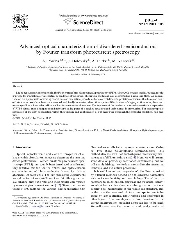 (PDF) Advanced optical characterization of disordered semiconductors by ...
