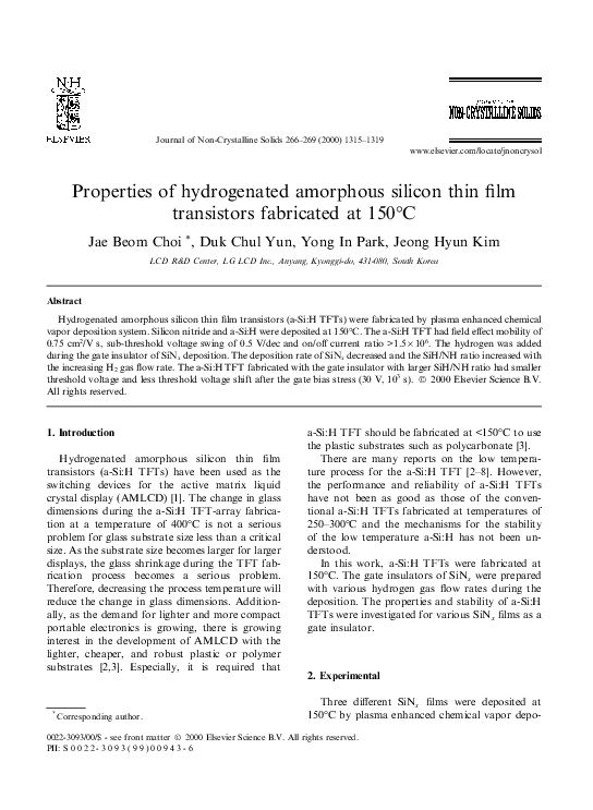 (PDF) Properties of hydrogenated amorphous silicon produced at high ...