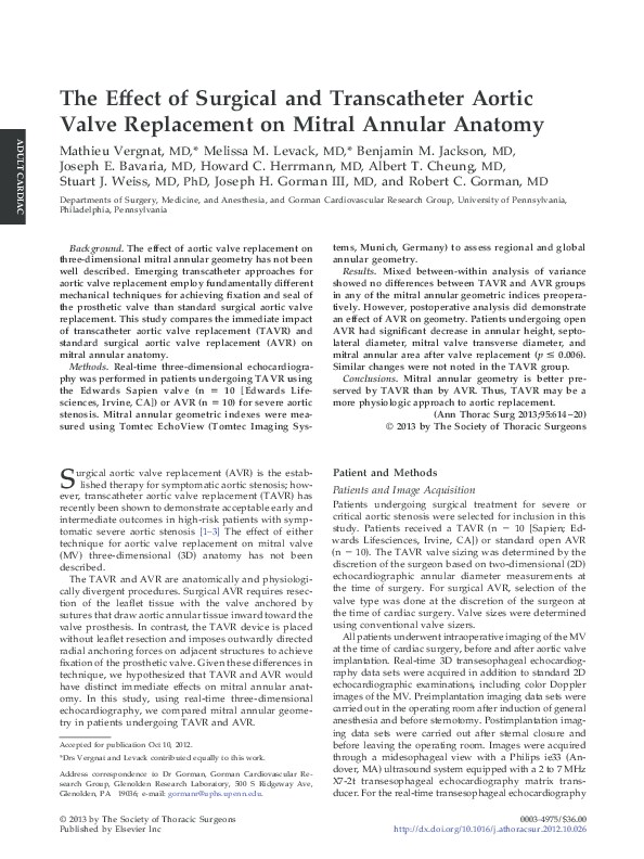 (PDF) The Effect of Surgical and Transcatheter Aortic Valve Replacement ...