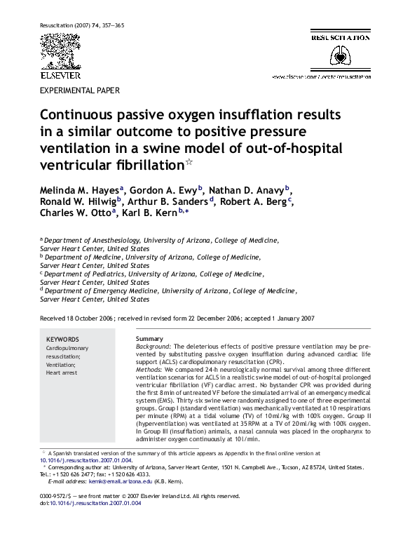(PDF) Continuous passive oxygen insufflation results in a similar