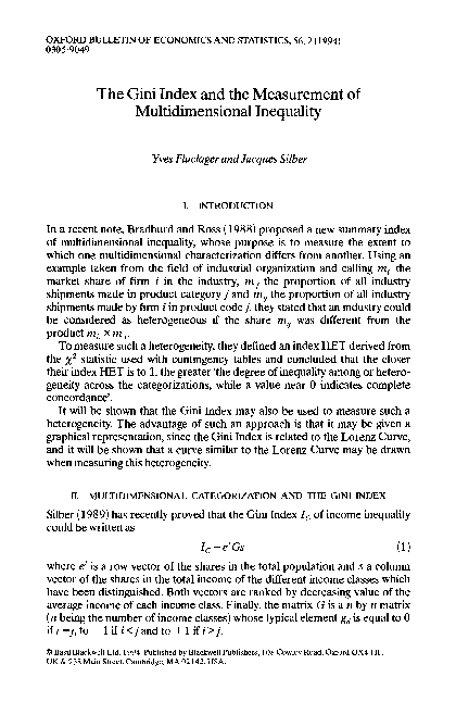 (PDF) The Gini index and the measurement of multidimensional inequality