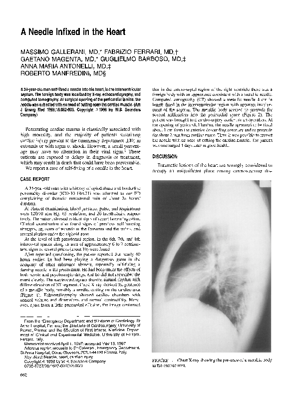 (PDF) A needle infixed in the heart