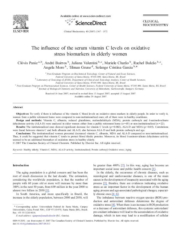 (PDF) The influence of the serum vitamin C levels on oxidative stress ...