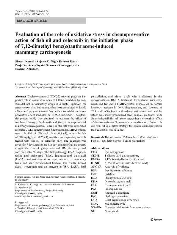 (PDF) Evaluation of the role of oxidative stress in chemopreventive