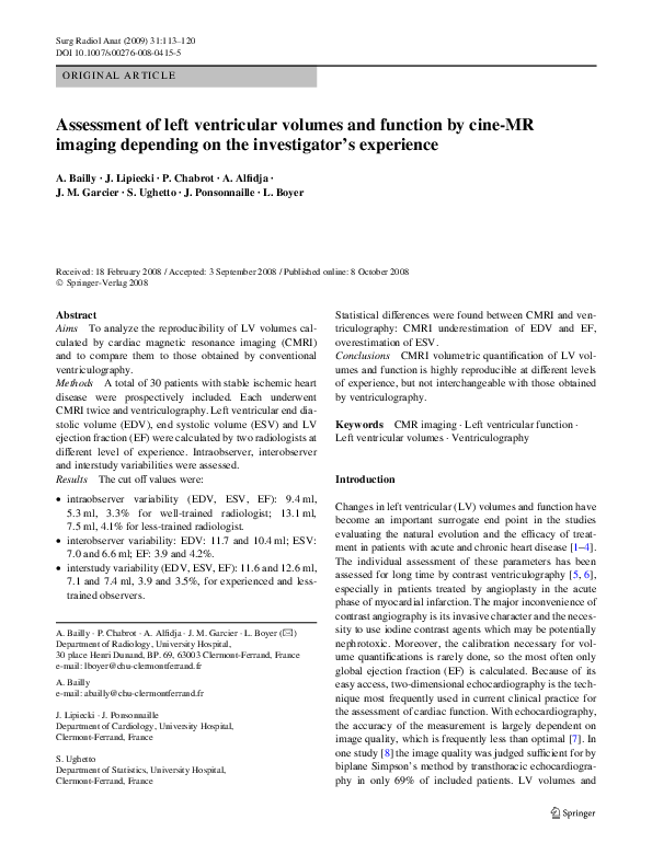 (PDF) Assessment of left ventricular volumes and function by cine-MR ...