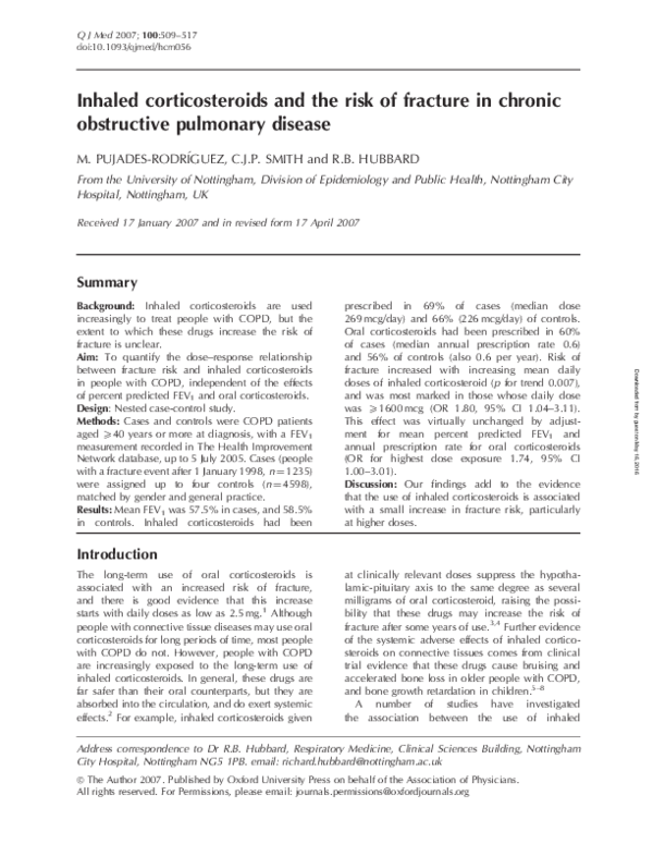 (PDF) Inhaled corticosteroids and the risk of fracture in chronic ...