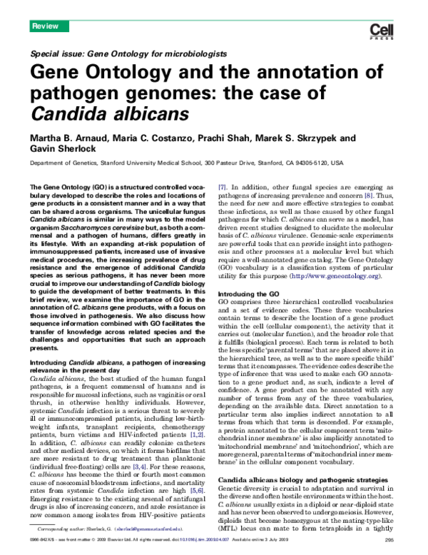 (PDF) Gene Ontology and the annotation of pathogen genomes: the case of ...
