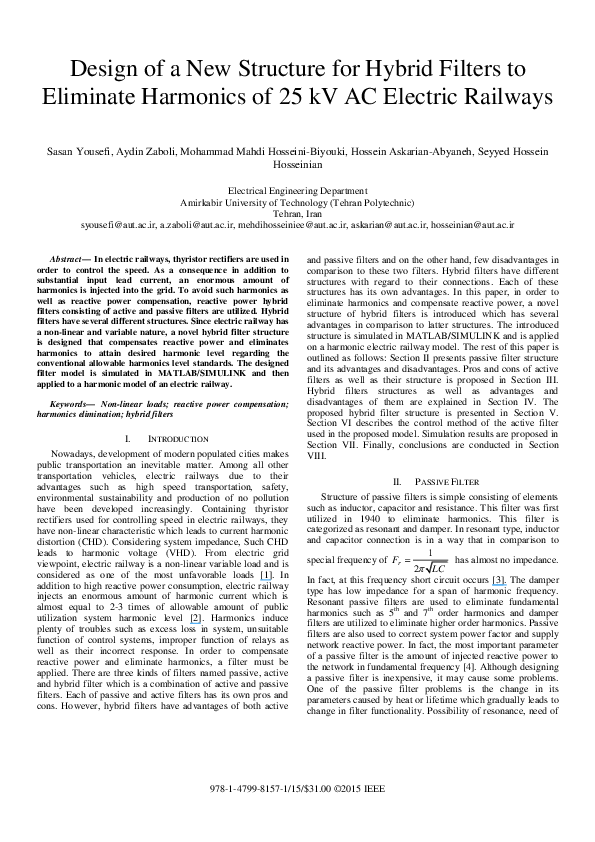 (PDF) Design of a new structure for hybrid filters to eliminate ...