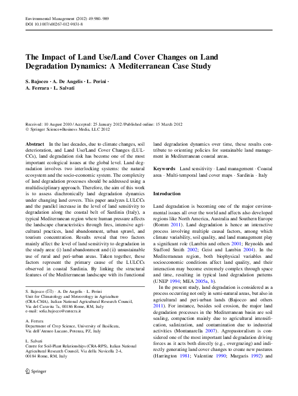 (PDF) The Impact of Land Use/Land Cover Changes on Land Degradation