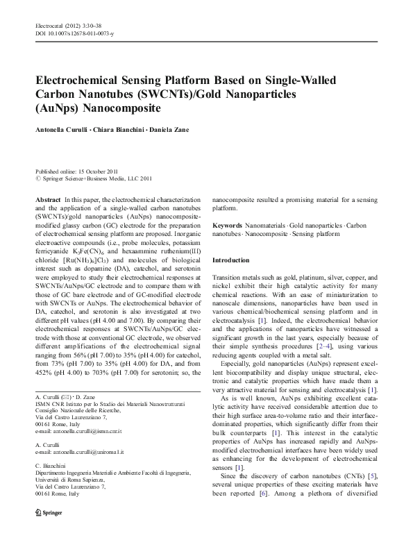 (PDF) Electrochemical Sensing Platform Based on Single-Walled Carbon ...