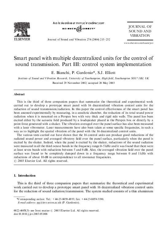 (PDF) Smart panel with multiple decentralized units for the control of ...