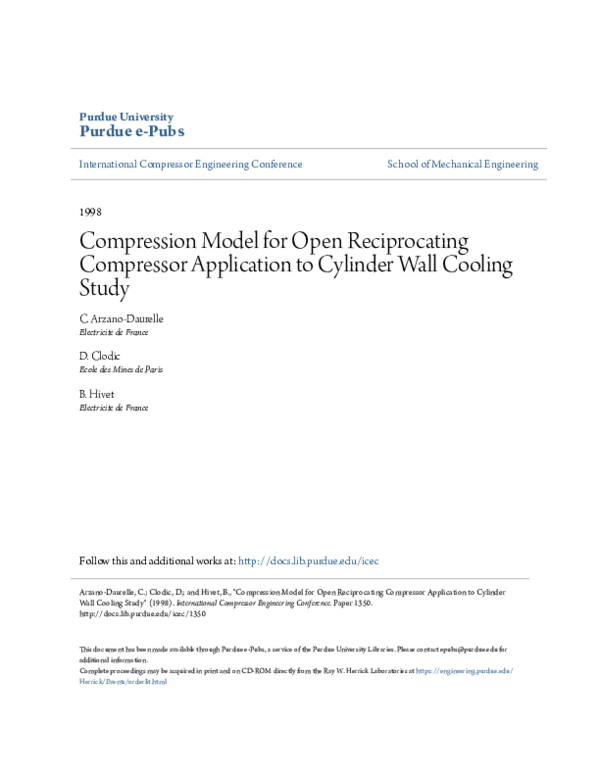 (PDF) Compression Model for Open Reciprocating Compressor Application ...