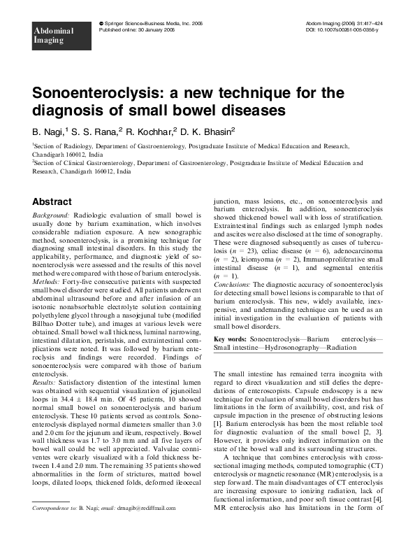 (PDF) Sonoenteroclysis a new technique for the diagnosis of small