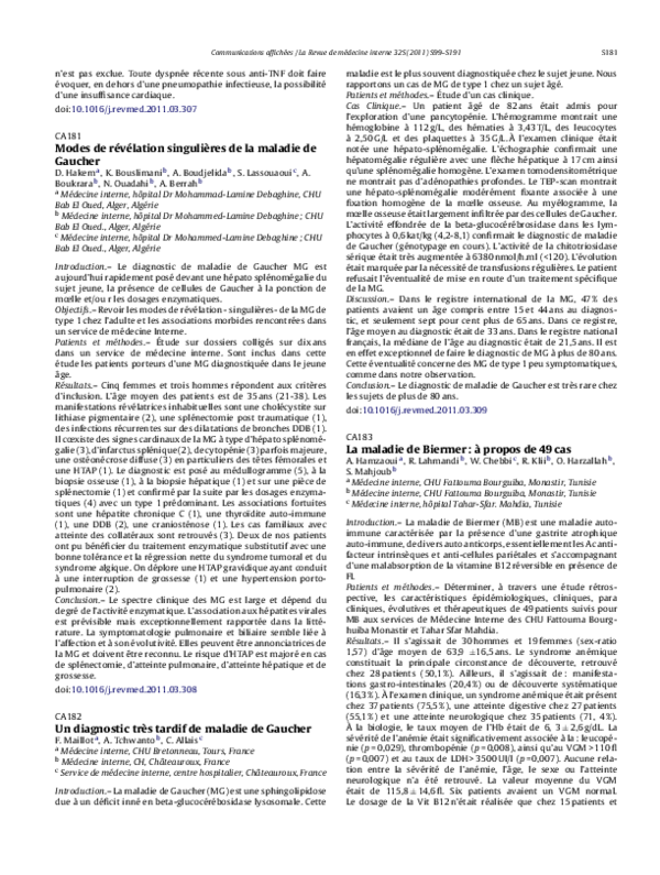Pdf Modes De Revelation Singulieres De La Maladie De Gaucher Abdelkrim Berrah Academia Edu