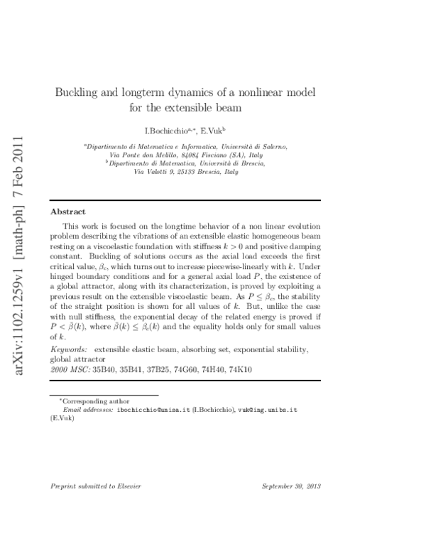 (PDF) Buckling and longterm dynamics of a nonlinear model for the ...