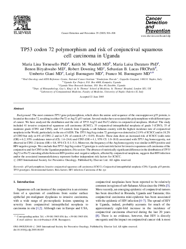 (PDF) TP53 codon 72 polymorphism and risk of conjunctival squamous cell ...