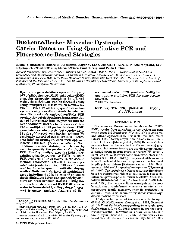 (PDF) Duchenne/becker muscular dystrophy carrier detection using