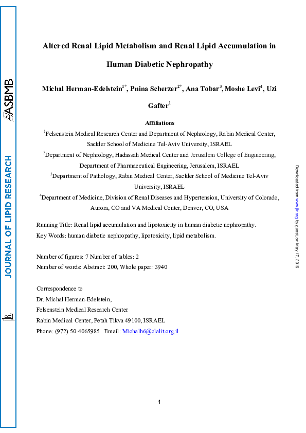 (PDF) Altered renal lipid metabolism and renal lipid accumulation in ...