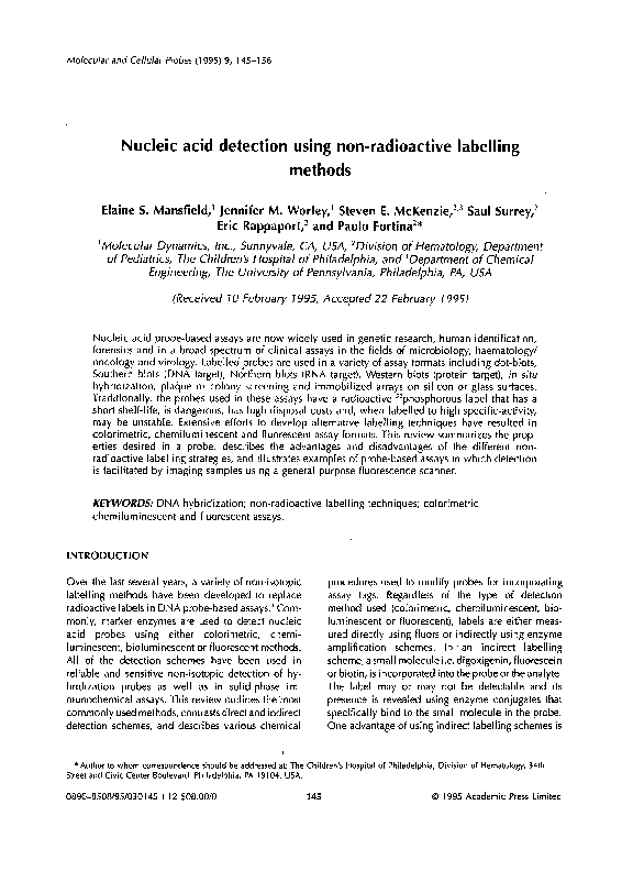 (PDF) Nucleic acid detection using nonradioactive labelling methods