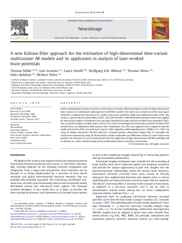 (PDF) A new Kalman filter approach for the estimation of high ...