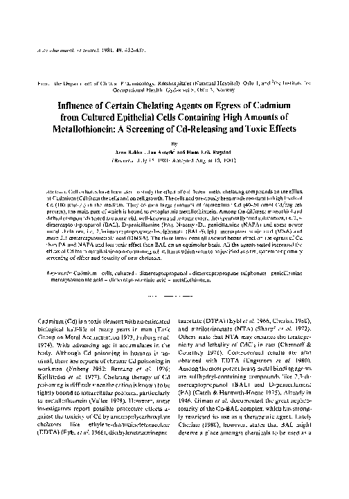 (PDF) Influence of Certain Chelating Agents on Egress of Cadmium from ...