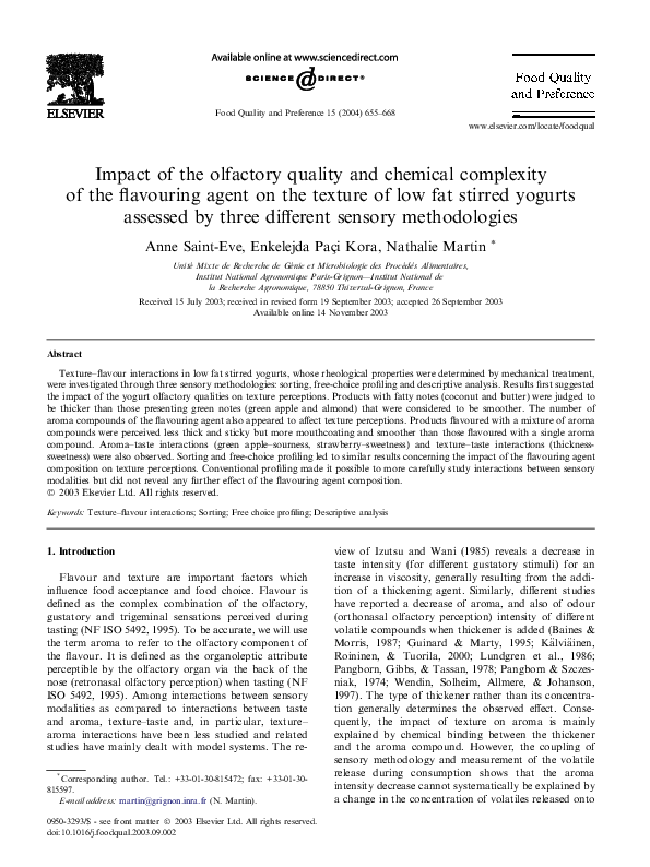 (PDF) Impact of the olfactory quality and chemical complexity of the ...