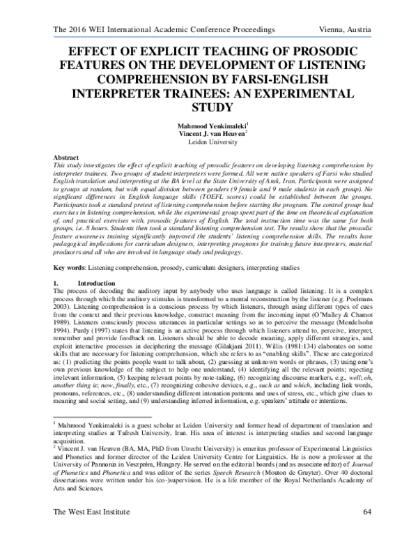 (PDF) EFFECT OF EXPLICIT TEACHING OF PROSODIC FEATURES ON THE ...