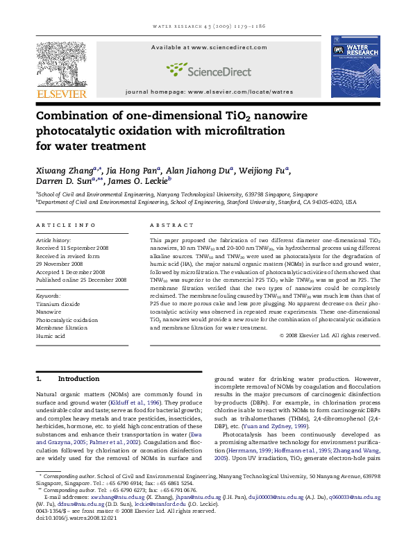 (PDF) Combination of one-dimensional TiO2 nanowire photocatalytic ...