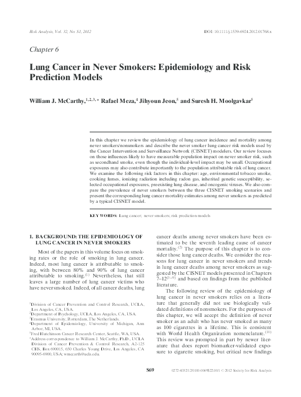 (PDF) Chapter 6: Lung Cancer in Never Smokers: Epidemiology and Risk ...