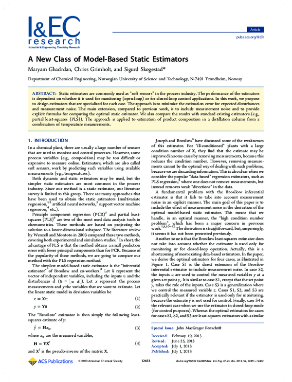 (PDF) A new class of model-based static estimators