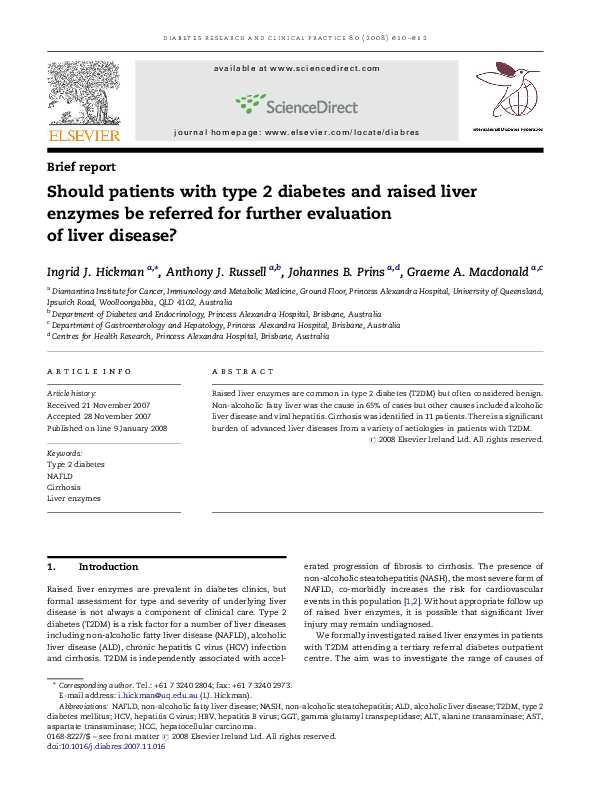 (PDF) Should patients with type 2 diabetes and raised liver enzymes be ...