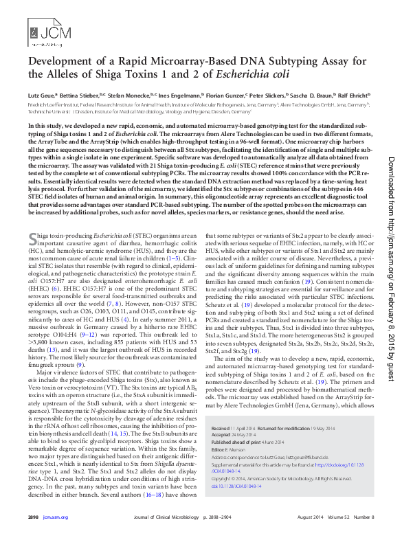 (PDF) Development of a rapid microarray-based DNA subtyping assay for ...