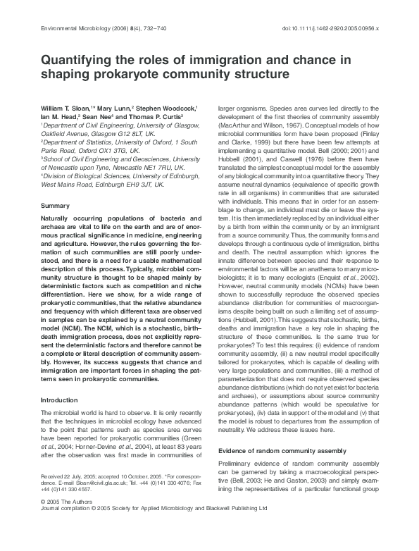 (PDF) Quantifying the roles of immigration and chance in shaping ...