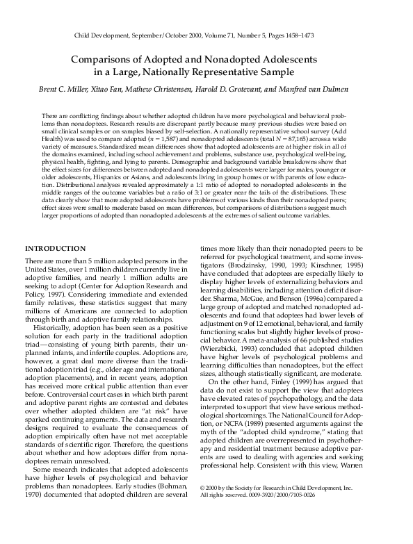 (PDF) Comparisons of Adopted and Nonadopted Adolescents in a Large ...