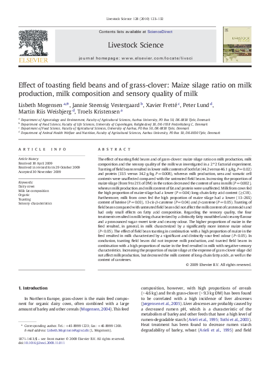 (PDF) Effect of toasting field beans and of grass-clover: Maize silage ...