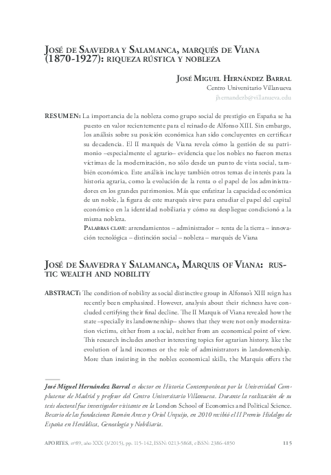 (PDF) José de Saavedra y Salamanca, marqués de Viana (18701927