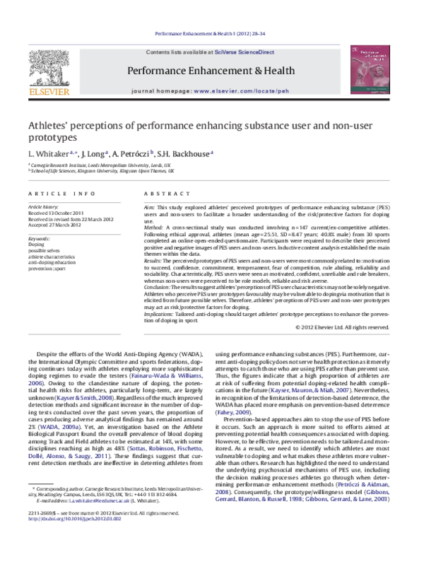 (PDF) Athletes’ perceptions of performance enhancing substance user and ...