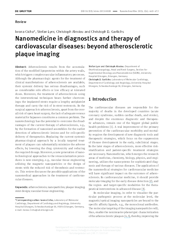 (PDF) Nanomedicine in diagnostics and therapy of cardiovascular ...