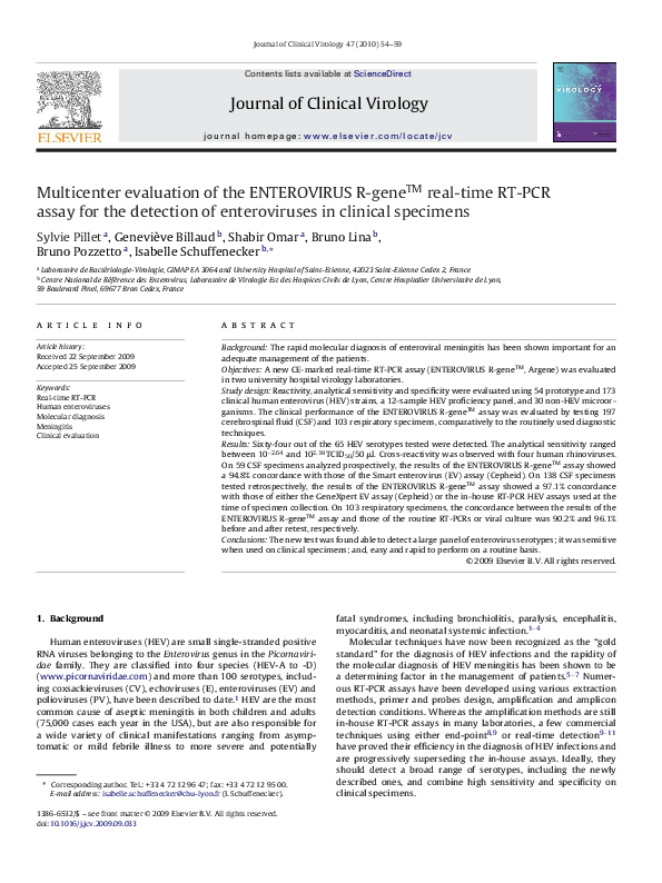 (PDF) Multicenter evaluation of the ENTEROVIRUS R-gene™ real-time RT ...