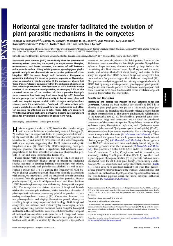Horizontal Gene Transfer And The Evolution Of Land Plants – POVW