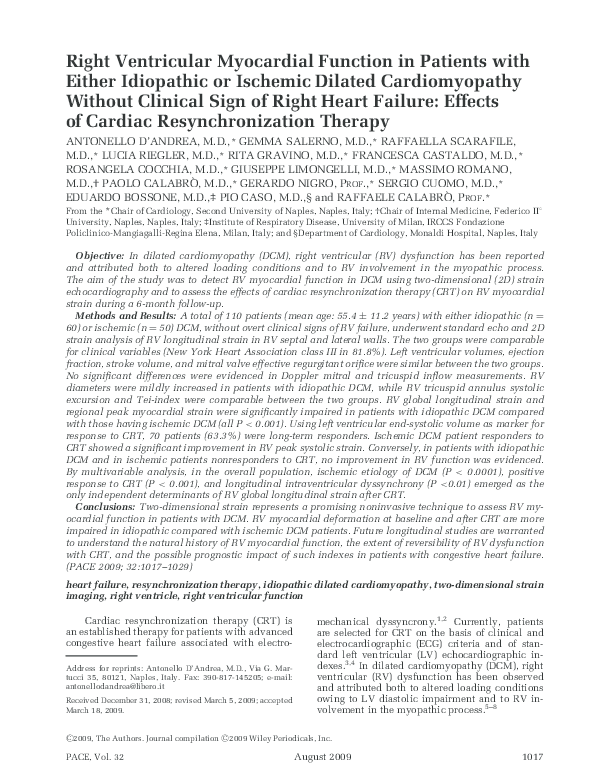 (PDF) Right Ventricular Myocardial Function in Patients with Either ...