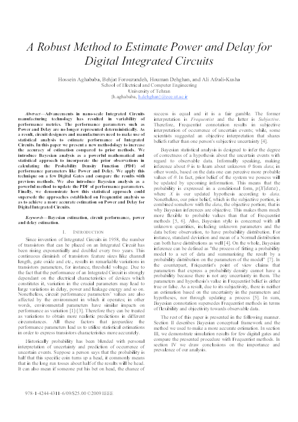 (PDF) A robust method to estimate Power and Delay for Digital ...