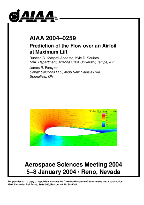 (PDF) Prediction of the Flow over an Airfoil at Maximum Lift