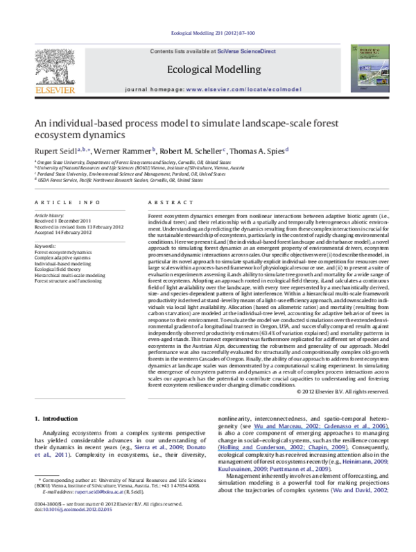 (PDF) An individual-based process model to simulate landscape-scale ...