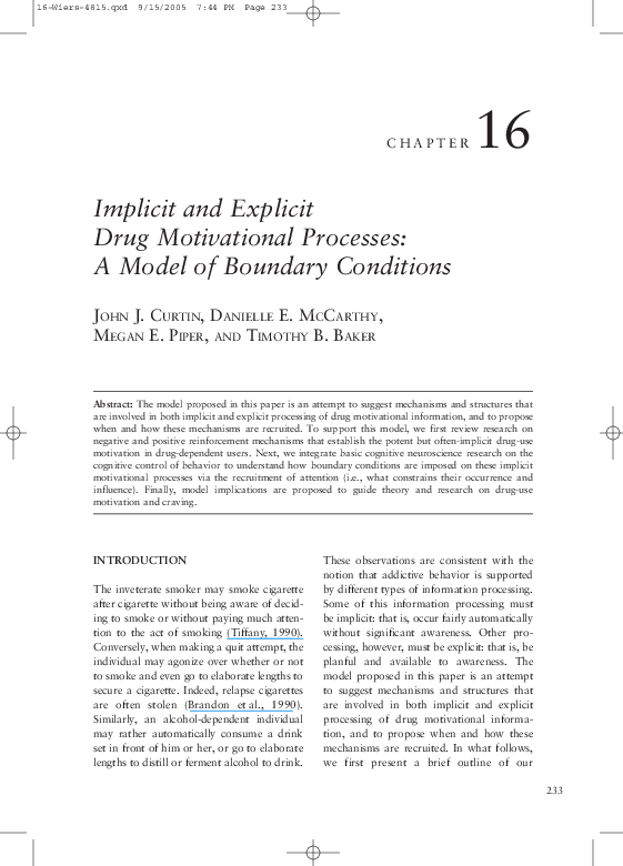 (PDF) Implicit and Explicit Drug Motivational Processes: A Model of ...