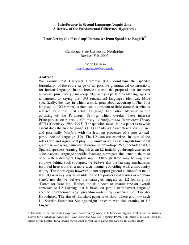 Pdf Interference In Second Language Acquisition A Review Of The Pdf Interference In Second Language Acquisition A Review Of The