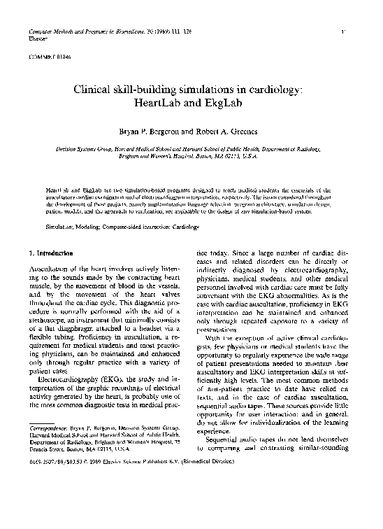(PDF) Clinical skill-building simulations in cardiology: HeartLab and ...
