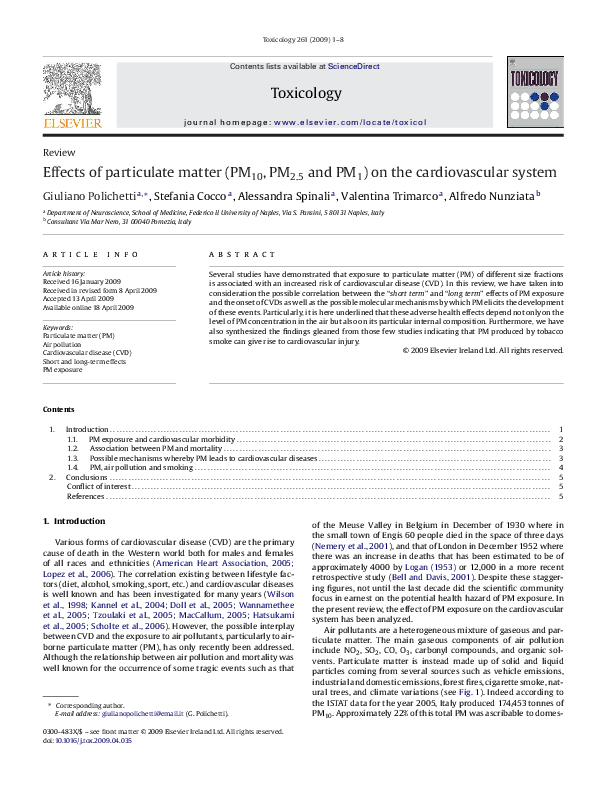(PDF) Effects of particulate matter (PM10, PM2.5 and PM1) on the ...